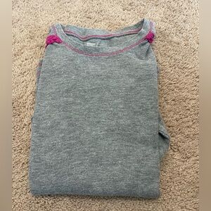 Gray Long Sleeve Top with Pink Accents